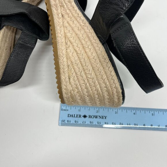 Eileen Fisher Black Leather Espadrille Strappy Sandals Sz. 7 - Picture 7 of 7